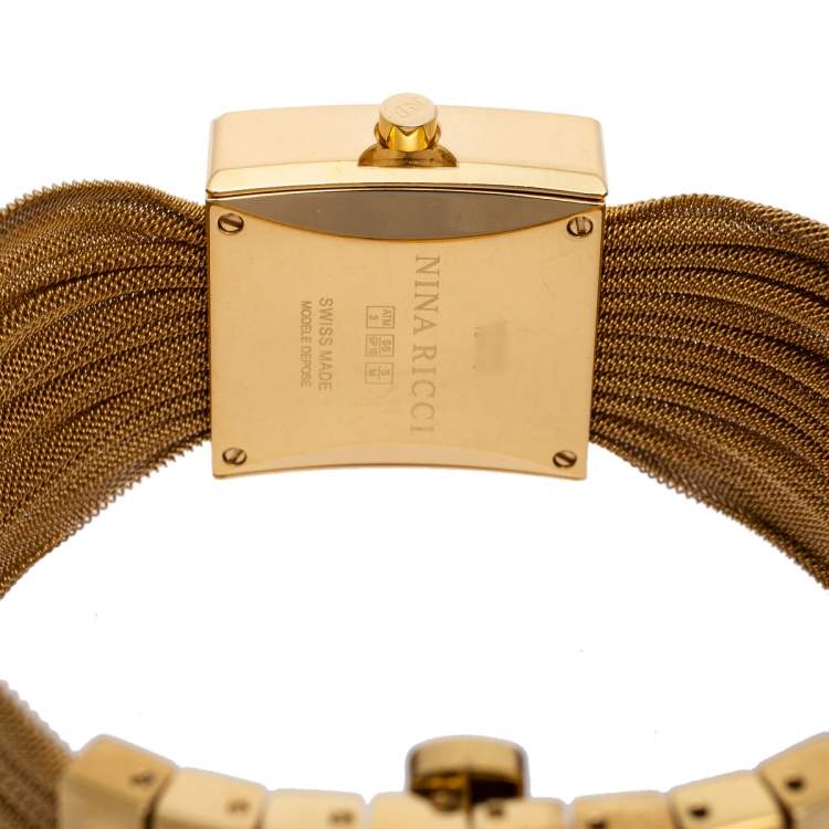 Pre Owned Nina Ricci Silver Gold Plated Stainless Steel Designer NO19.42 Women's Wristwatch 24 mm 
