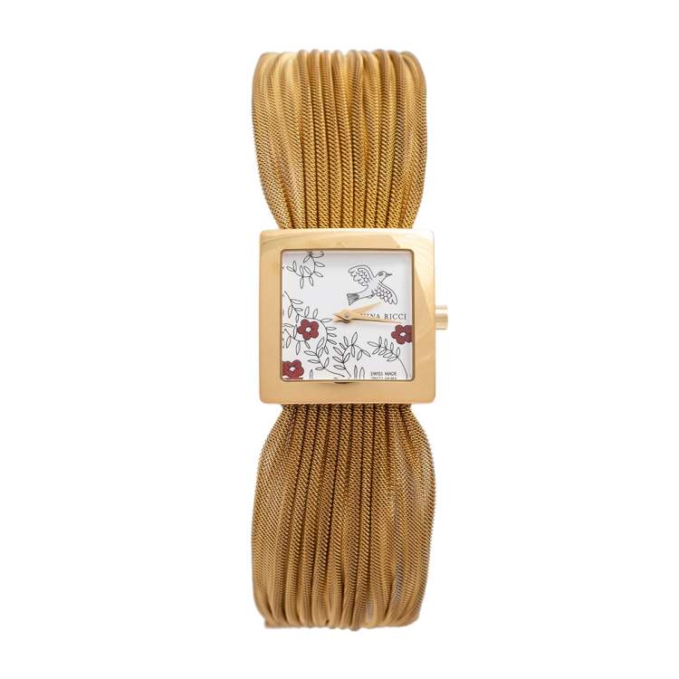 Pre Owned Nina Ricci Silver Gold Plated Stainless Steel Designer NO19.42 Women's Wristwatch 24 mm 