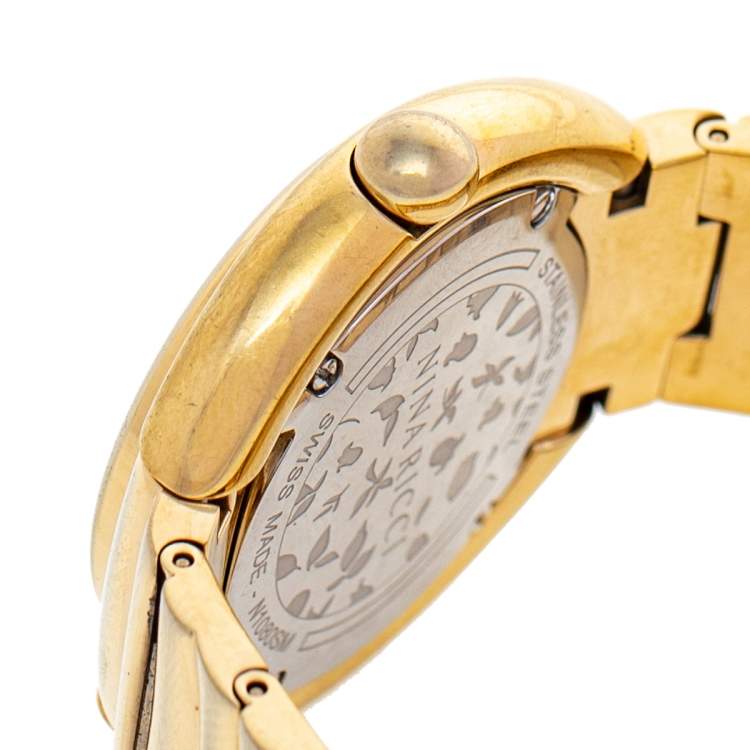 Pre Owned Nina Ricci Mother Of Pearl Gold Plated Stainless Steel N1080SM Women's Wristwatch 36 mm