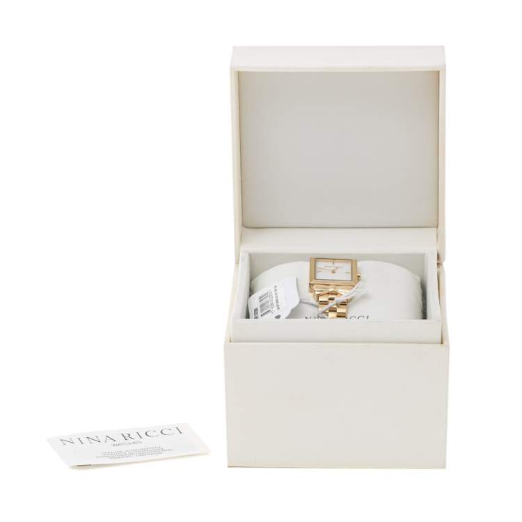 Pre Owned Nina Ricci Mother of Pearl Gold Plated Stainless Steel N100006SM Women's Wristwatch 24 mm
