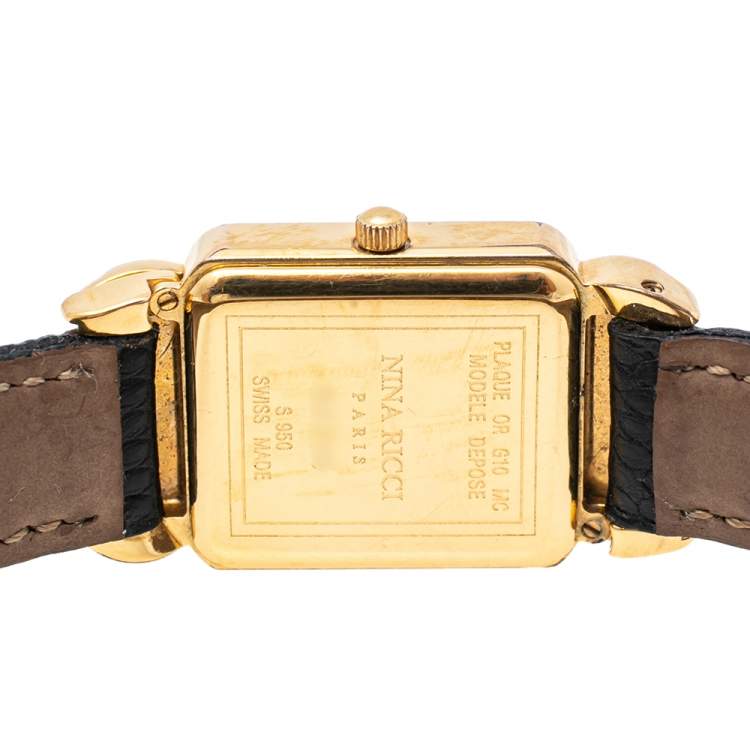 Pre Owned Nina Ricci Mother of Pearl Gold Plated Stainless Steel S950 Women's Wristwatch 18 mm