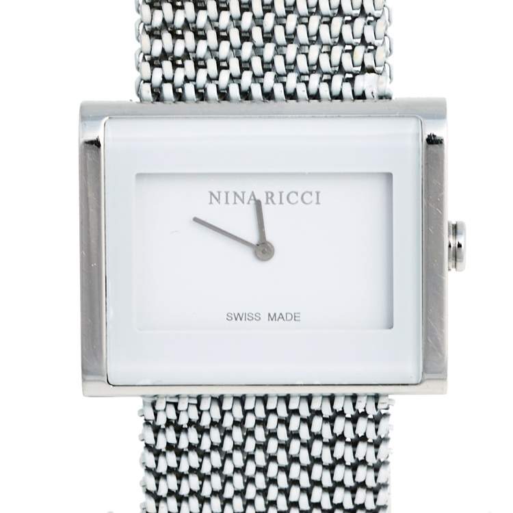 Pre Owned Nina Ricci White Stainless Steel N025.12.20.61 Women's Wristwatch 28 mm