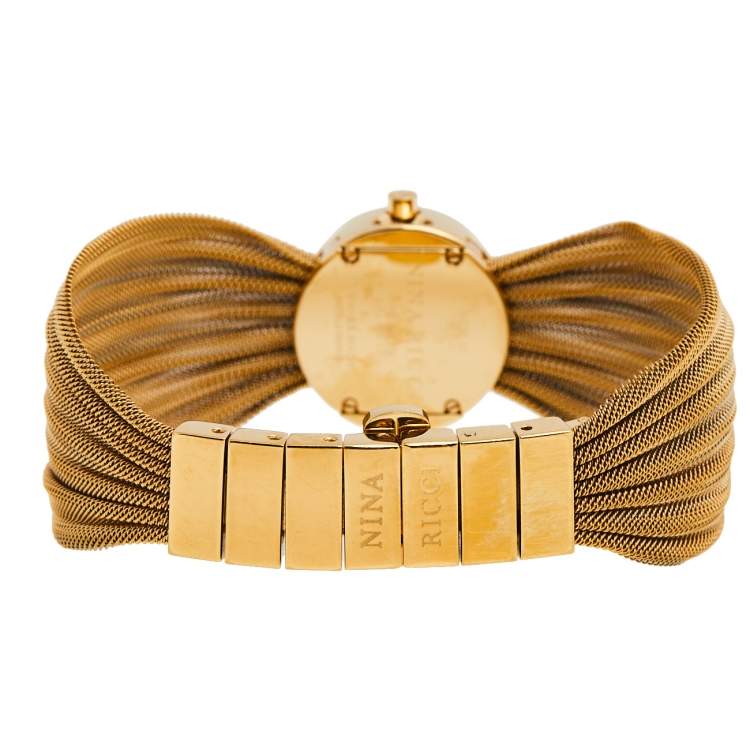 Pre Owned Nina Ricci White Gold Plated Stainless Steel NO21.42 Women's Wristwatch 20 mm