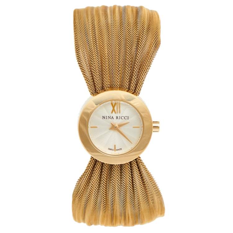 Nina Ricci White Gold Plated Stainless Steel NO21.42 Women's Wristwatch ...