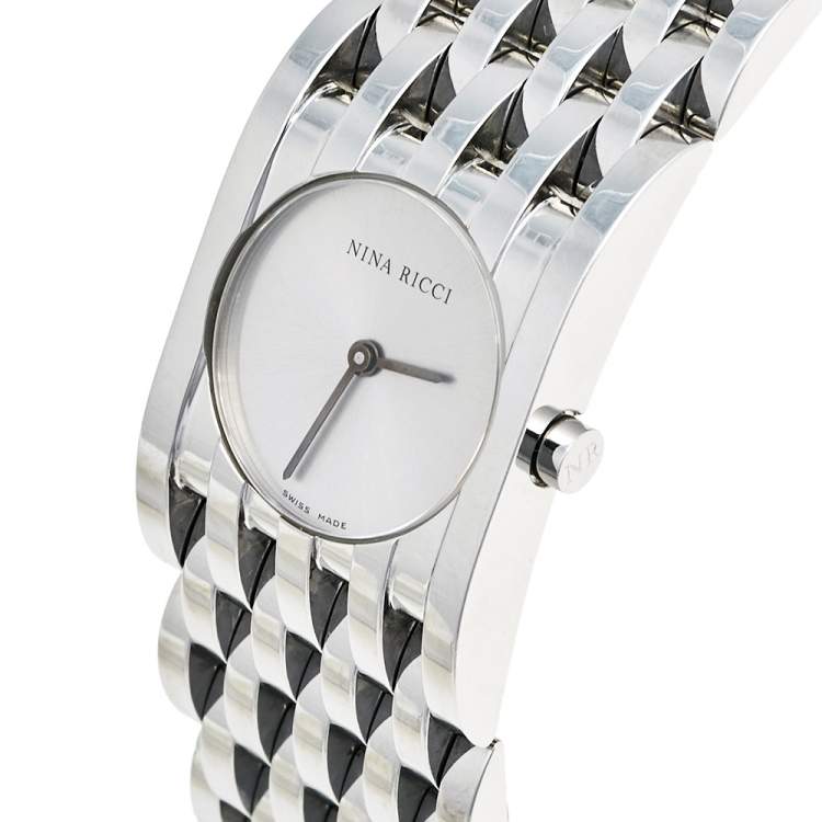 Pre Owned Nina Ricci Silver Stainless Steel N00113 Women's Wristwatch 25 mm