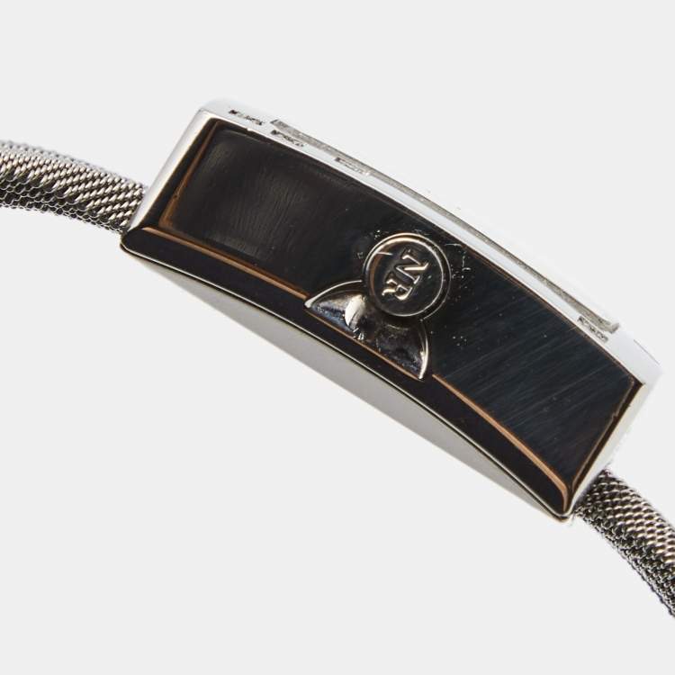 Pre Owned Nina Ricci White Mother of Pearl Stainless Steel Diamond N019.12 Women's Wristwatch 24 mm