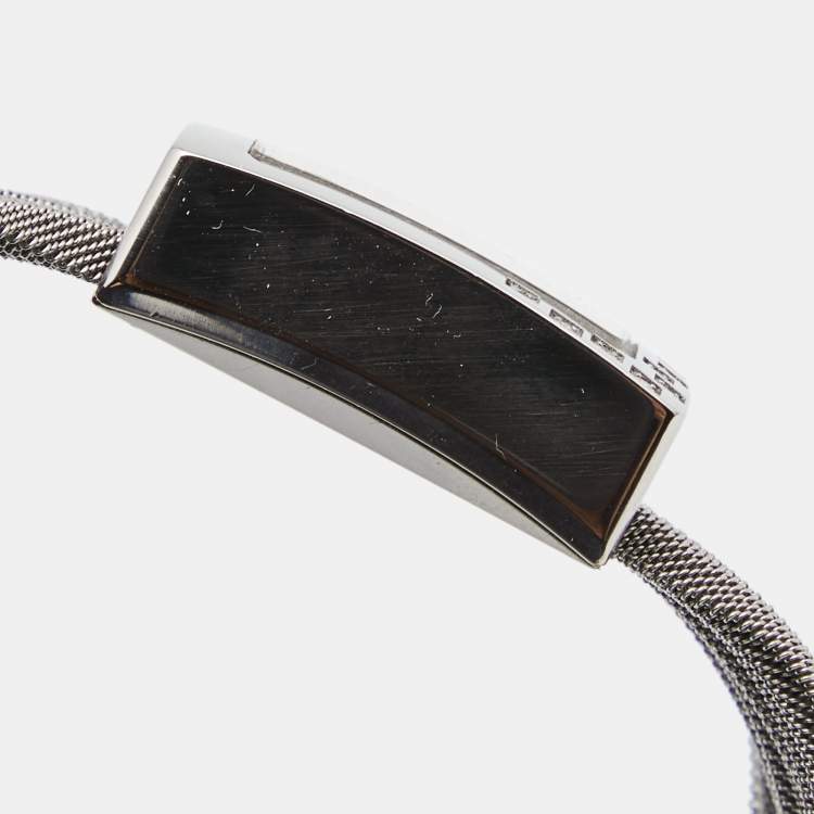 Pre Owned Nina Ricci White Mother of Pearl Stainless Steel Diamond N019.12 Women's Wristwatch 24 mm