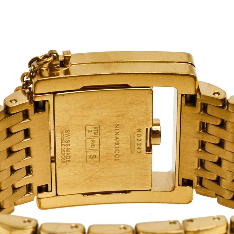 Pre Owned Nina Ricci Cream Gold Plated Stainless Steel N02243 Women's Wristwatch 28 mm 