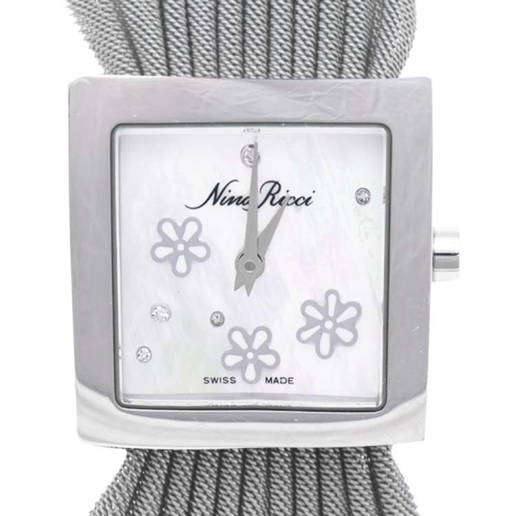 Pre Owned Nicci Ricci Mother of Pearl Stainless Steel NO19.12 Women's Wristwatch 24 mm