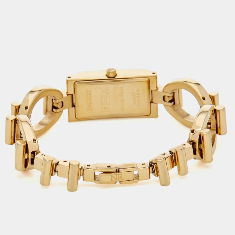 Pre Owned Nina Ricci White Gold Plated Stainless Steel NO2042 Women's Wristwatch 14 mm