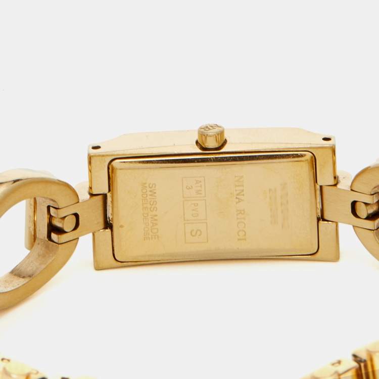 Pre Owned Nina Ricci White Gold Plated Stainless Steel NO2042 Women's Wristwatch 14 mm