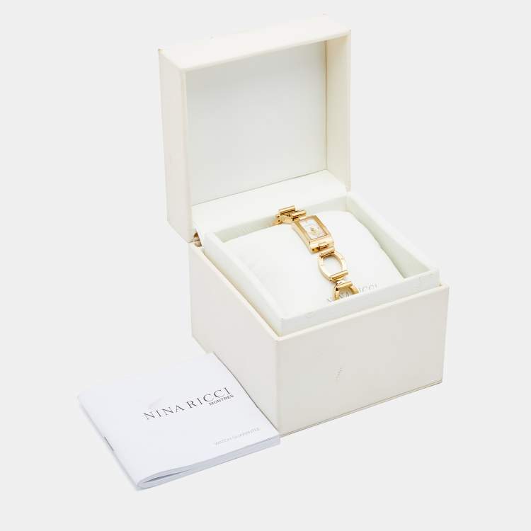 Pre Owned Nina Ricci White Gold Plated Stainless Steel NO2042 Women's Wristwatch 14 mm