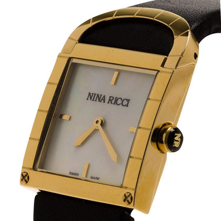Pre Owned Nina Ricci White Gold-Plated Stainless Steel Classic Women's Wristwatch 29MM