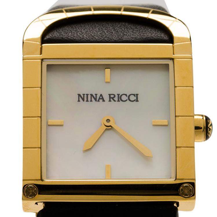 Pre Owned Nina Ricci White Gold-Plated Stainless Steel Classic Women's Wristwatch 29MM