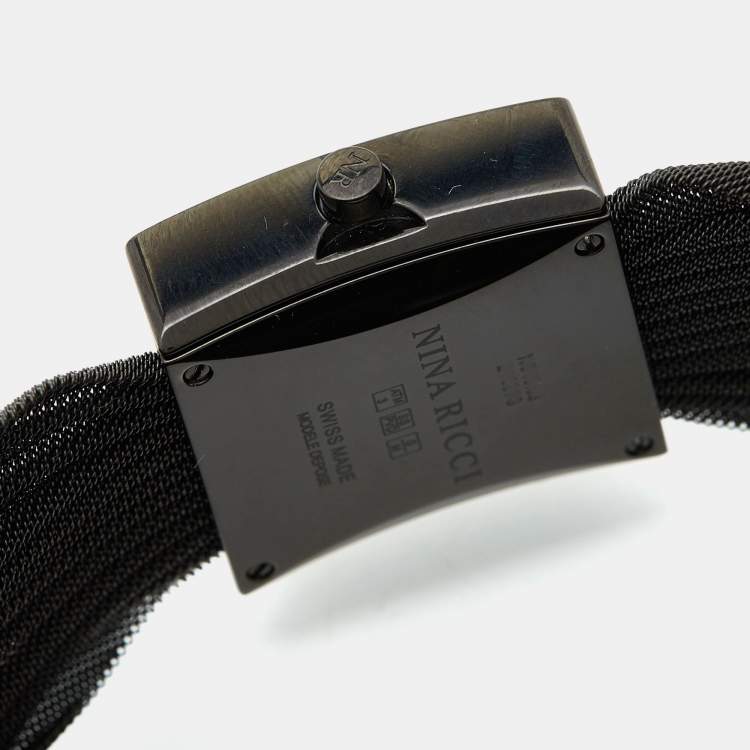 Pre Owned Nina Ricci Black PVD Coated Stainless Steel Diamonds NO19.92 Women's Wristwatch 24 mm