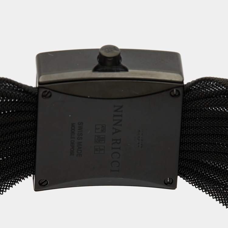 Pre Owned Nina Ricci Black PVD Coated Stainless Steel Diamonds NO19.92 Women's Wristwatch 24 mm