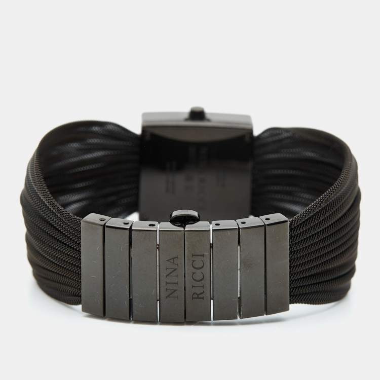 Pre Owned Nina Ricci Black PVD Coated Stainless Steel Diamonds NO19.92 Women's Wristwatch 24 mm