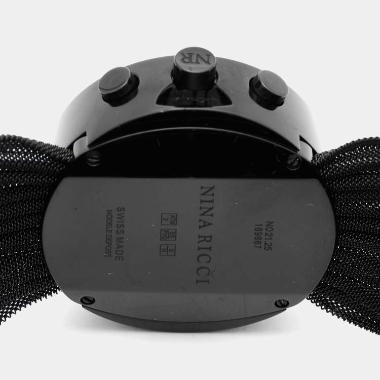 Pre Owned Nina Ricci Black PVD Stainless Steel Chronograph N021.25 Women's Wristwatch 31 mm