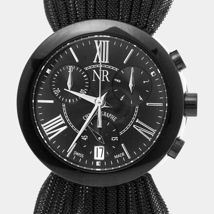 Pre Owned Nina Ricci Black PVD Stainless Steel Chronograph N021.25 Women's Wristwatch 31 mm