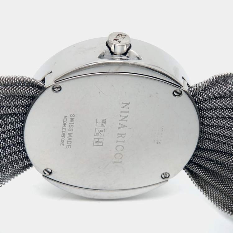 Pre Owned Nina Ricci Mother Of Pearl Stainless Steel Diamond N021.74.75.1 Women's Wristwatch 31 mm