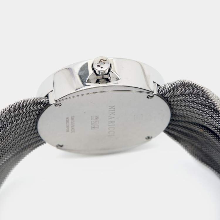 Pre Owned Nina Ricci Mother Of Pearl Stainless Steel Diamond N021.74.75.1 Women's Wristwatch 31 mm