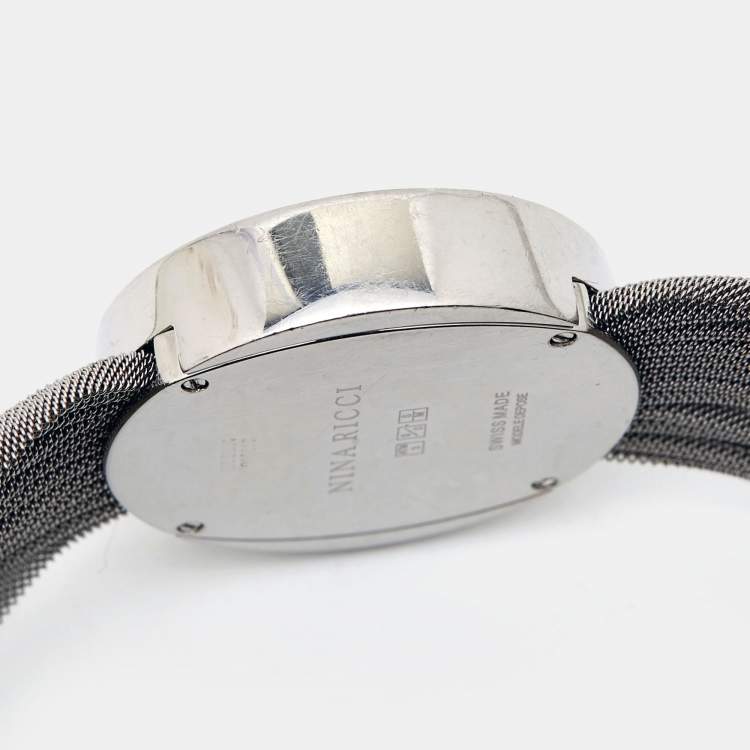 Pre Owned Nina Ricci Mother Of Pearl Stainless Steel Diamond N021.74.75.1 Women's Wristwatch 31 mm