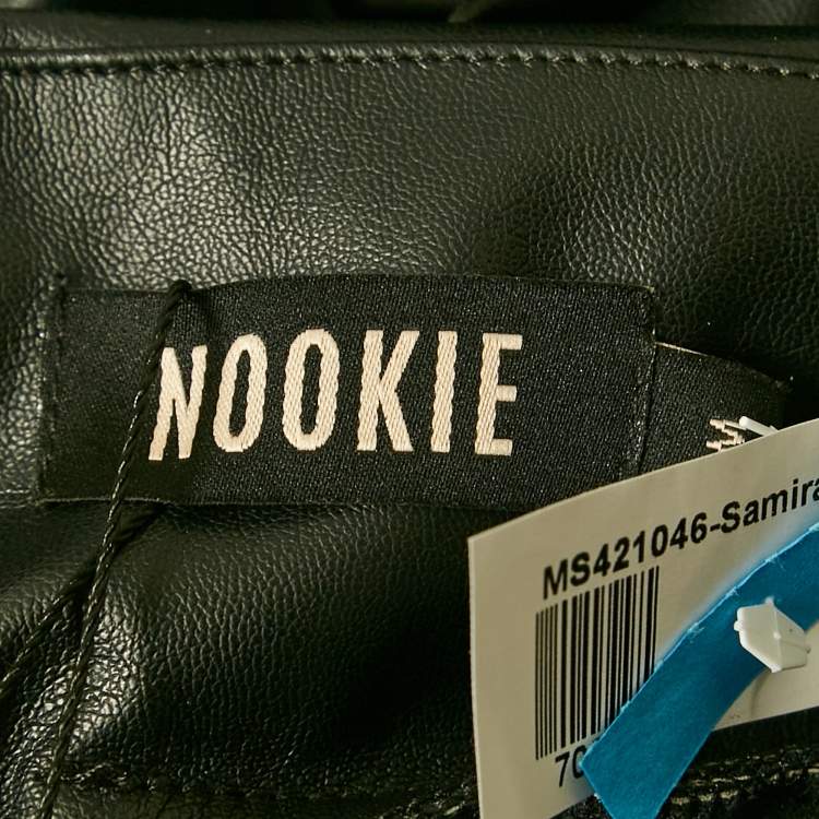 Pre Owned Nookie Black Faux Leather Skinny Viktoria Pants M