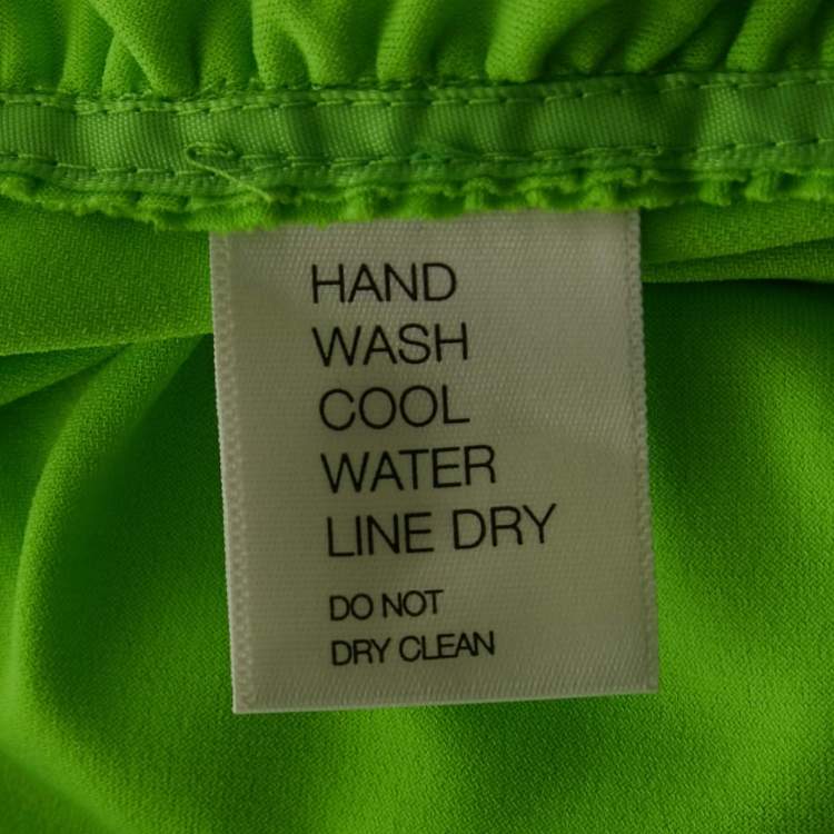 Pre Owned Norma Kamali Neon Green Jersey Ruched One-Should Dress M