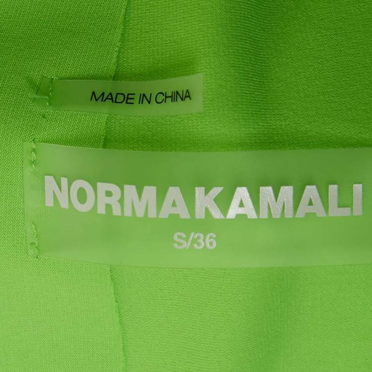 Pre Owned Norma Kamali Neon Green Jersey Ruched One-Should Dress M