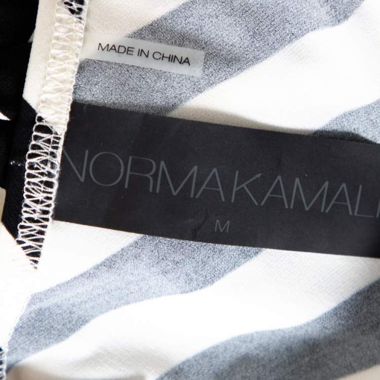 Pre Owned Norma Kamali Monochrome Striped Jersey Wide Leg Sleeveless Jumpsuit M