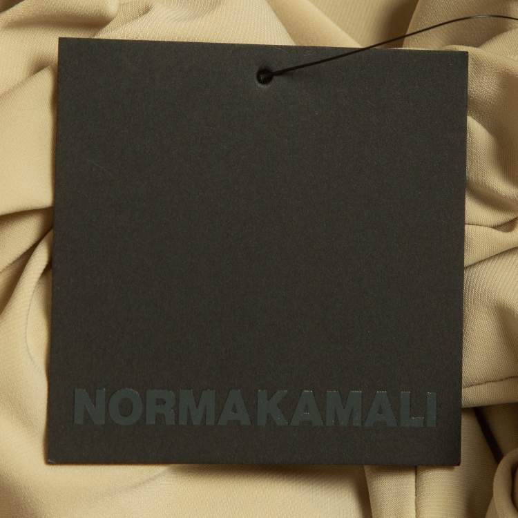 Pre Owned Norma Kamali Beige Stretch knit Fishtail Midcalf Skirt M