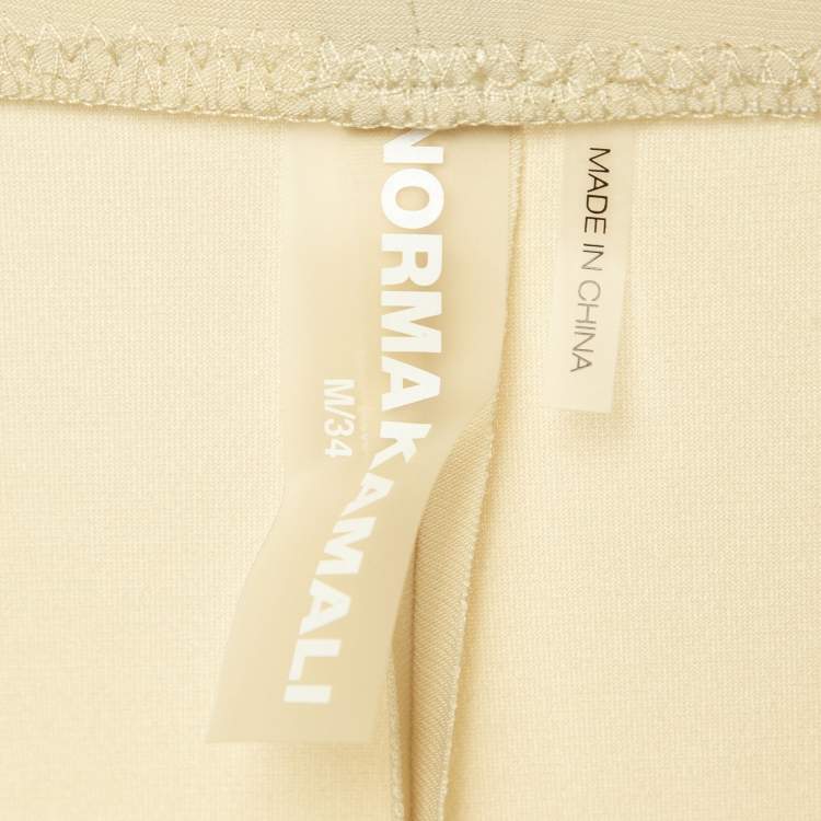 Pre Owned Norma Kamali Beige Stretch knit Fishtail Midcalf Skirt M