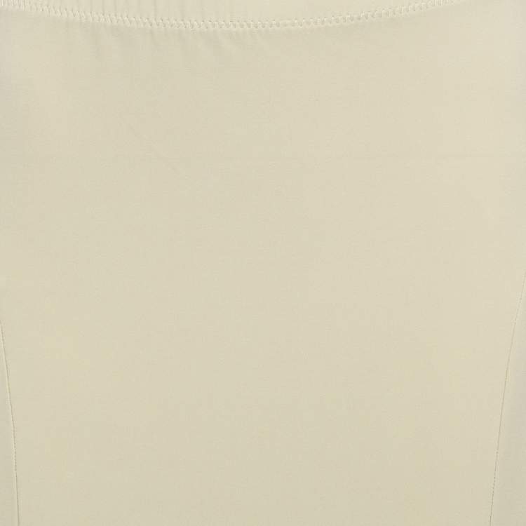 Pre Owned Norma Kamali Beige Stretch knit Fishtail Midcalf Skirt M