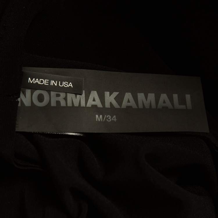 Pre Owned Norma Kamali Black Stretch Knit Fringed Hem Crop Leggings M