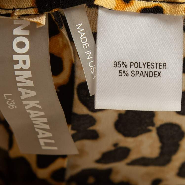 Pre Owned Norma Kamali Beige Leopard Print Stretch Knit High Waist Spat Leggings L