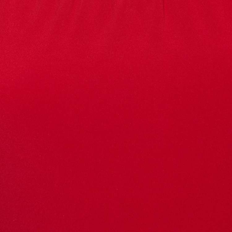 Pre Owned Norma Kamali Red Jersey Off-Shoulder Fishtail Gown L