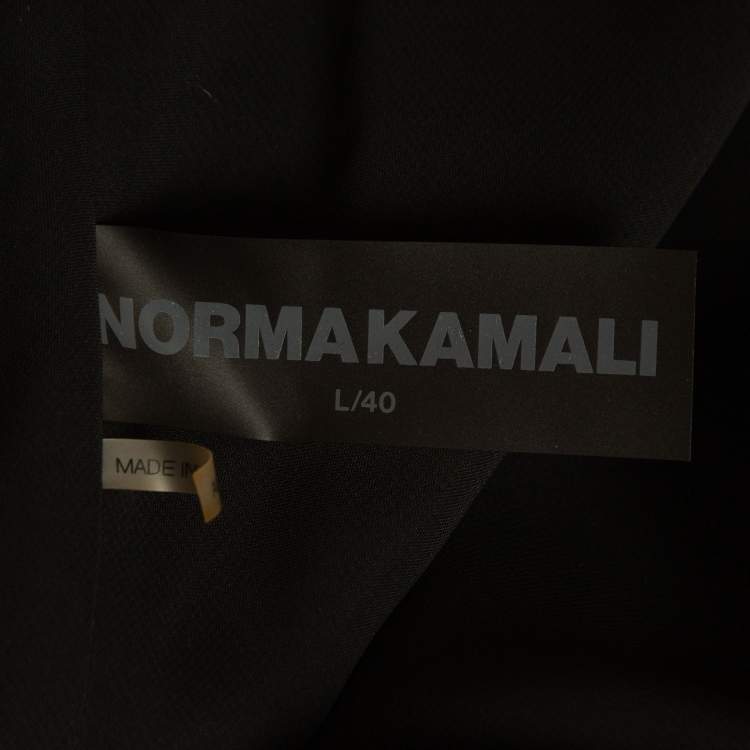 Pre Owned Norma Kamali Black Satin Cowl Neck Mini Dress L