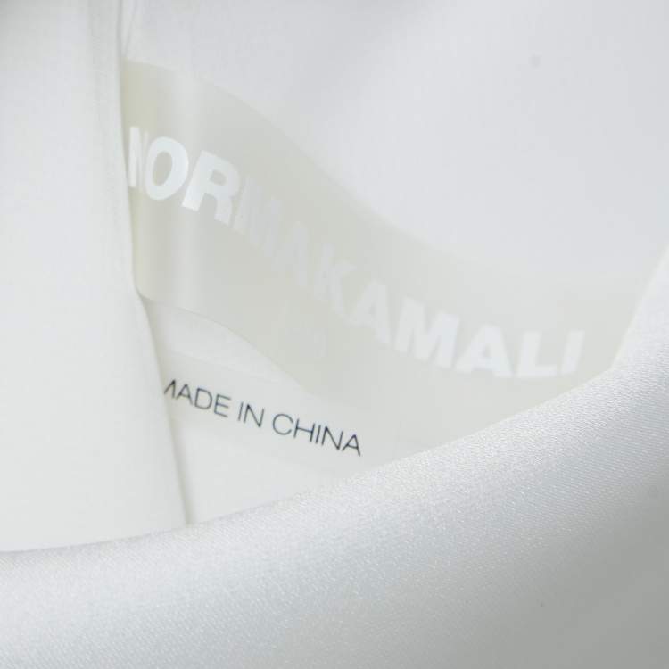 Pre Owned Norma Kamali White Satin Cowl Neck Mini Dress L