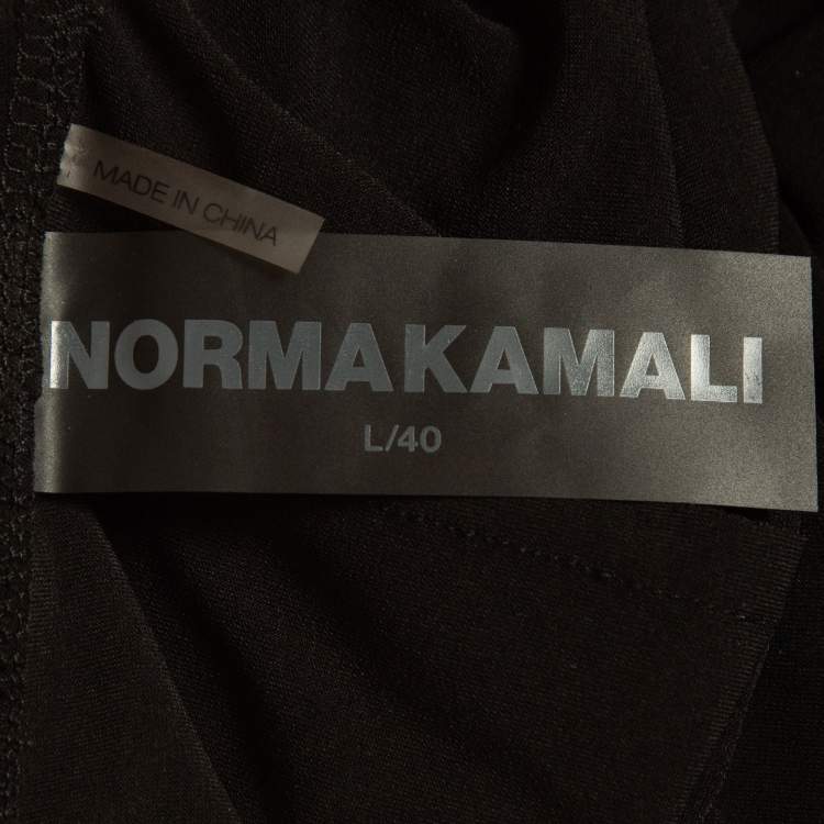 Pre Owned Norma Kamali Black Draped Jersey Long Sleeve Top L