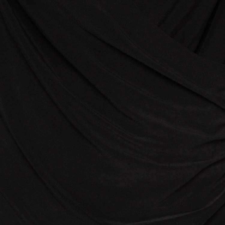 Pre Owned Norma Kamali Black Draped Jersey Long Sleeve Top L