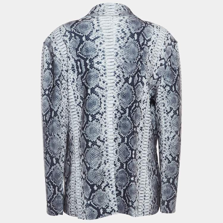 مملوكة مسبقًا Norma Kamali Black/White Python Print Lycra Single Breasted Straight Fit Jacket M