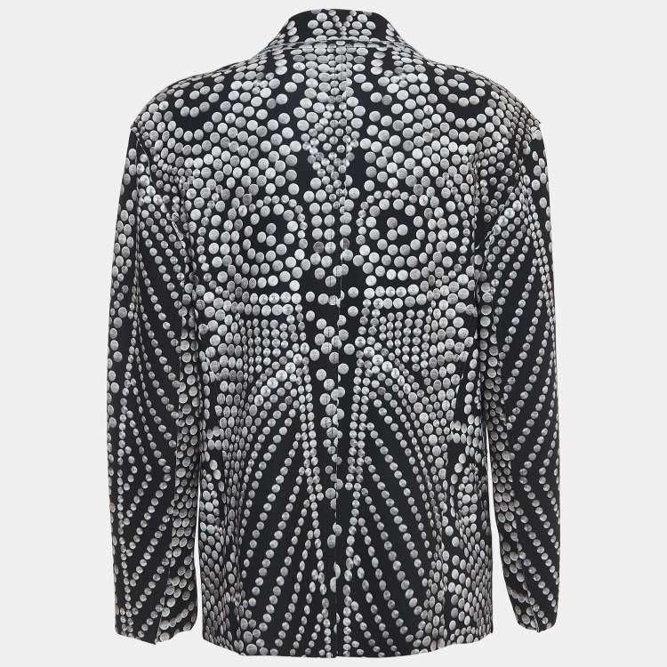 Pre Owned Norma Kamali Black Printed Lycra Single Breasted Straight Fit Jacket M