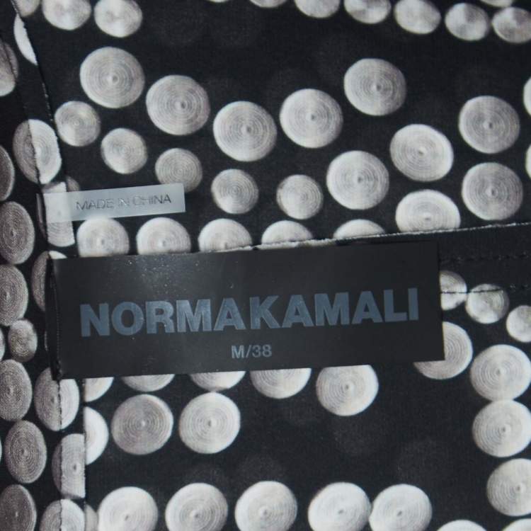 Pre Owned Norma Kamali Black Printed Lycra Single Breasted Straight Fit Jacket M
