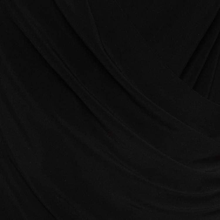Pre Owned Norma Kamali Black Lycra Sweetheart Side Drape Top L