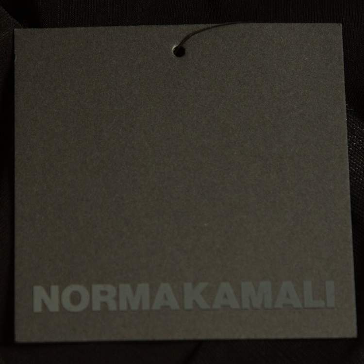 Pre Owned Norma Kamali Black Lycra/Mesh Shirred Detail Diana Gown M
