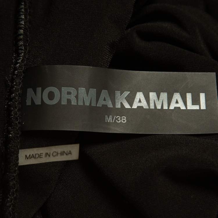 Pre Owned Norma Kamali Black Lycra/Mesh Shirred Detail Diana Gown M
