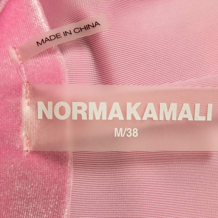 Pre Owned Norma Kamali Candy Pink Velvet Belted Obie Gown M