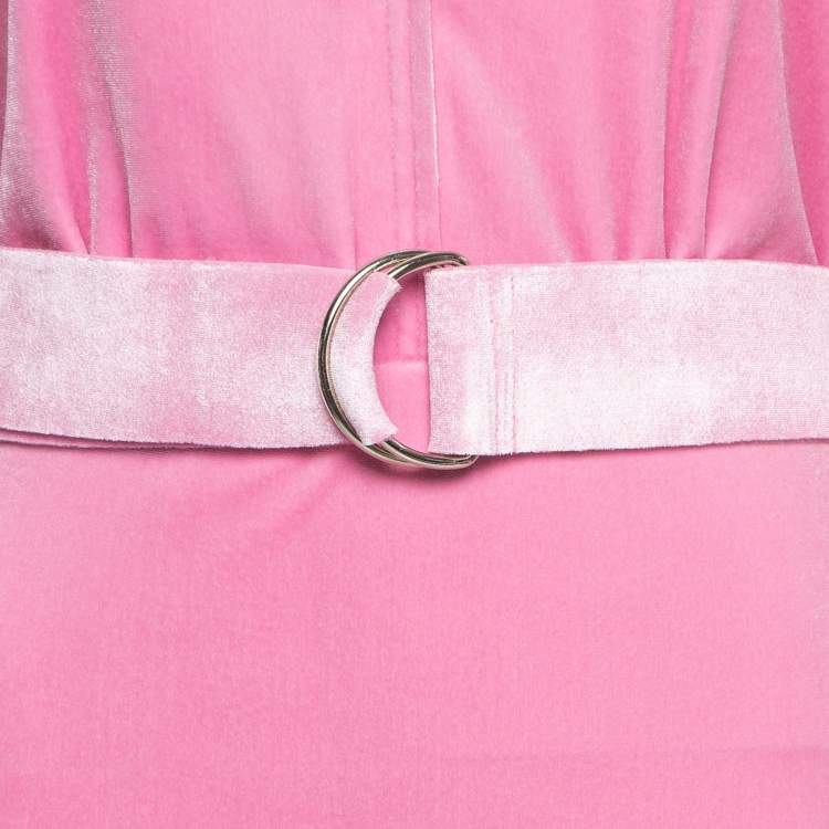 Pre Owned Norma Kamali Candy Pink Velvet Belted Obie Gown M