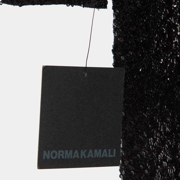 Pre Owned Norma Kamali Black Sequin Detail Fishtail Midi Dress XL