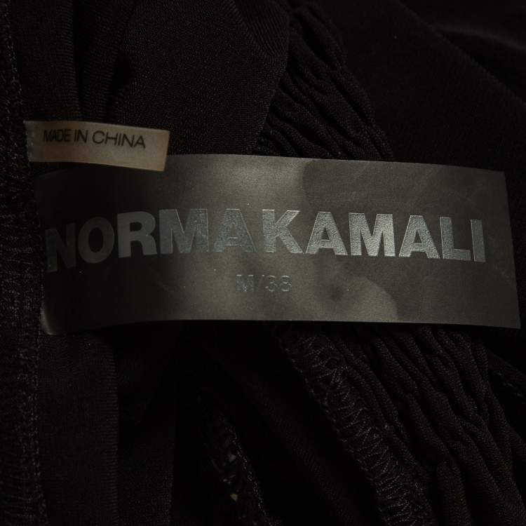 Pre Owned Norma Kamali Black Lycra Shirred Side Detail Tara Midi Dress M